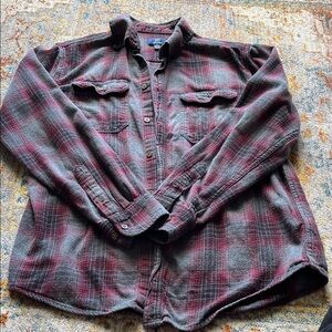 George Men's Red and Gray Plaid flannel